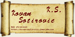 Kovan Sotirović vizit kartica